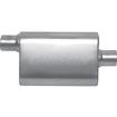 Gibson CFT Superflow Muffler; Stainless Steel; 4" x 9" x 13" Oval Body; 2.5" Offset Inlet; 2.5" Center Outlet.