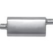 Gibson CFT Superflow Muffler; Stainless Steel; 4" x 9" x 18" Oval Body; 2.5" Center Inlet; 2.5" Offset Outlet.