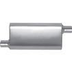 Gibson CFT Superflow Muffler; Stainless Steel; 4" x 9" x 18" Oval Body; 2.25" Offset Inlet; 2.25" Offset Outlet.