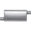 Gibson CFT Superflow Muffler; Stainless Steel; 4" x 9" x 18" Oval Body; 2.5" Offset Inlet; 2.5" Offset Outlet.