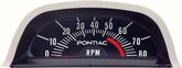 1968 Pontiac Firebird; Hood Tachometer; 5500 Red Line; V8 Point Ignition; GM Licensed