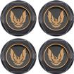 1982-92 Firebird Trans Am Wheel Center Caps; Black with Gold Emblem; Metal Clip; Set of 4