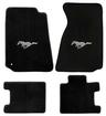 1994-04 Ford Mustang; 4-Piece Heavy Plush Floor Mat Set; Coupe; Black; With Silver Pony Logo