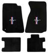 1994-04 Ford Mustang; 4-Piece Heavy Plush Floor Mat Set; Coupe; Black; With Tri-Bar Logo