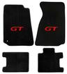 1994-04 Ford Mustang; 4-Piece Heavy Plush Floor Mat Set; Convertible; Black; With Red GT Logo