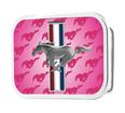 Ladies Mustang Tri-Bar with Pink Background ''Rockstar'' Belt Buckle