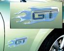 2005-10 Ford Mustang; "GT" Fender Emblems; Chrome With Flame Accent