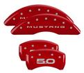 2015-22 Ford Mustang; MGP Caliper Cover Set; Front: Mustang/Rear: 5.0; Red