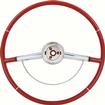1964 Impala; Steering Wheel; with Chrome Horn Ring; Red