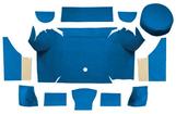 1967-68 Mustang Convertible Nylon Loop Trunk Carpet Set with Boards - Medium Blue