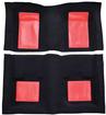 1969 Mustang Mach 1 Passenger Area Nylon Loop Floor Carpet - Black with Red Inserts