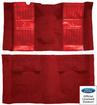 1971-73 Mustang Mach 1 Nylon Loop Floor Carpet with Mass Backing - Medium Red / Red Pony Inserts