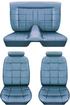 1974-77 Mustang II Hi-End Square Pattern Seat Upholstery Set - Medium Blue Vinyl/Medium Blue Leather