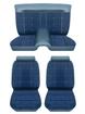 1974-77 Mustang II Hi-End Square Pattern Seat Upholstery Set - Dark Blue Velour / Dark Blue  Vinyl