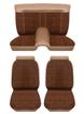 1974-77 Mustang II Hi-End Square Pattern Design Seat Upholstery Set - Walnut Velour / Saddle Vinyl