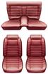 1974-77 Mustang II Horizontal Pleat Leather Seat Upholstery Set - Maroon Vinyl / Canyon Red Leather