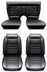 1978 Mustang II Hi-End Horizontal Pleat Leather Seat Upholstery Set - Black Vinyl / Black Leather