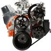Small Block Alternator & P/S with Plastic Reservoir Gloss Black Powder Coated V Drive Pulley System