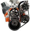 Chevy Big Block Alternator & Remote Reservoir Style P/S Pump Black Anodized V Drive Pulley System