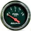 Auto Meter Traditional Chrome 2-1/16" 73-10 Ohm Electric Short-Sweep Fuel Level Gauge