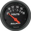 Auto Meter Z-Series 2-1/16" Short Sweep 8-18 Volt Electric Voltmeter Gauge