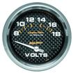 Auto Meter Carbon Fiber Series 2-5/8" Short Sweep 8-18 Volt Electric Voltmeter Gauge
