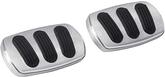 1955-57 Chevy w/ MT - Lokar Brake & Clutch Pedal Pads - Curved Style - Brushed w/Rubber Inserts
