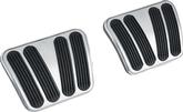 1960-66 GM Trucks with MT - Lokar Curved Billet Brake & Clutch Pedal Pads - Brushed w/Rubber Inserts