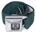 Dark Green Nylon Belt With Dodge Logo Seat Belt Style Buckle