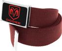 Maroon Nylon Belt With Black/Red Dodge Logo Flip Style Buckle