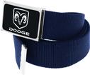 Navy Blue Nylon Belt With Black/Silver Dodge Logo Flip Style Buckle