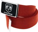 Red Nylon Belt With Black/Silver Dodge Logo Flip Style Buckle