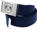 Navy Blue Nylon Belt With Silver/Black Dodge Logo Flip Style Buckle