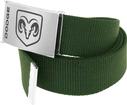 Olive Green Nylon Belt With Silver/Black Dodge Logo Flip Style Buckle