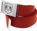 Red Nylon Belt With Silver/Black Dodge Logo Flip Style Buckle