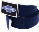 Chevrolet Bow Tie Silver/Black Logo Flip Style Belt Buckle - Navy Blue