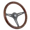Forever Sharp 15" 6 Bolt Empire Wood Wheel - Black Spokes - Dark Mahogany Wood with Aluminum Rivets