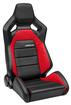 Corbeau Sportline RRX Reclining Racing Seat; Black Vinyl with Red HD Vinyl