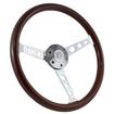 Forever Sharp 15" 6 Bolt Sebring Wood Wheel - Chrome Spokes with Dark Mahogany Wood