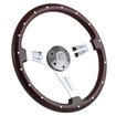 Forever Sharp 15" 6 Bolt Classic Wood Wheel - Chrome Spokes - Dark Mahogany Wood & Aluminum Rivets