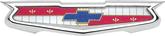 1956-57 Chevy Full Size, 1958 Impala, Biscayne; Trunk Emblem Assembly; 6 Cyl.; Made in the USA