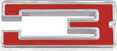 Custom "3" Emblem; Adhesive Back; Red Face with Chrome Edging; Made in the USA