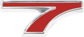 Custom "7" Emblem; Adhesive Back; Red Face with Chrome Edging; Made in the USA