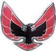 1974-76 Firebird; "Firebird" Front End Panel Emblem; Red/Black