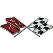 1969-73 Chevrolet Corvette; Fuel/Gas Door Lid Emblem-Cross Flags; 2-1/4"