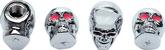 Skull Tire Valve Stem Caps; 4 Piece Set