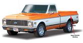 1969-72 Chevy, GMC Fleetside Longhorn Pickup; Upper Bed Molding; Black Trim; LH or RH; Each