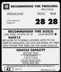 1975 Camaro E60 x 15" Tire Pressure Decal