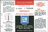 1959-72 GM; Optikleen Windshield Washer Bottle Decal; OE # 1050418