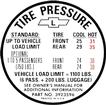 1967 Chevy II, Nova; Glove Box Tire Pressure Decal; 283ci; Built Before 3-28-67